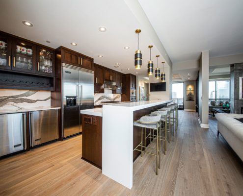 Bright modern space undergoing a professional kitchen renovation process.
